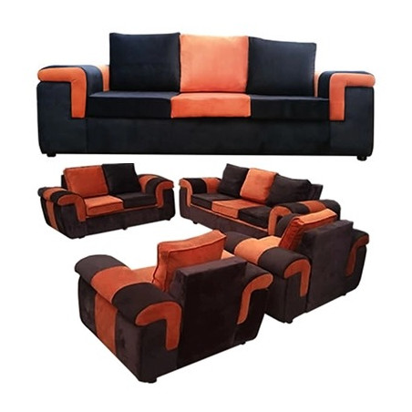 Salon Moderne Confortable En Velour, Chocolat & Orange