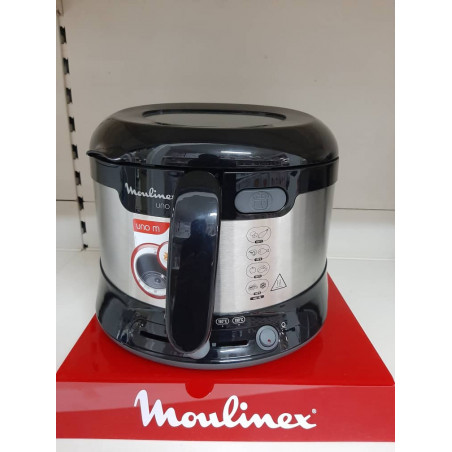 Moulinex AF133D  Friteuse Uno M, 1600 W, isolé contre la chaleur, capacité 1 kg (Noir/inox) garantie 1 an